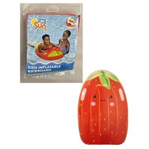 Bring on the Sun Inflatable Kick Board Kids Boogie Board with Handles Strawberry